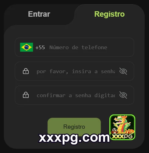 Tela de login rápido do app xxxpg.com em smartphone